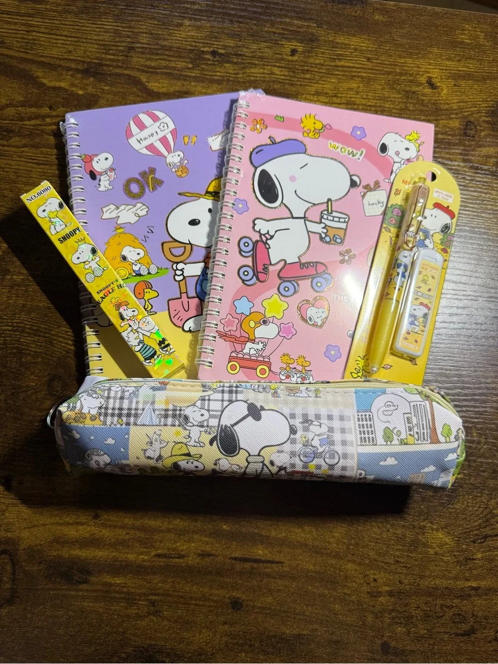 Snoopy Inspired Stationery Bundle – Notebooks Pencil Case Pen & Pencil